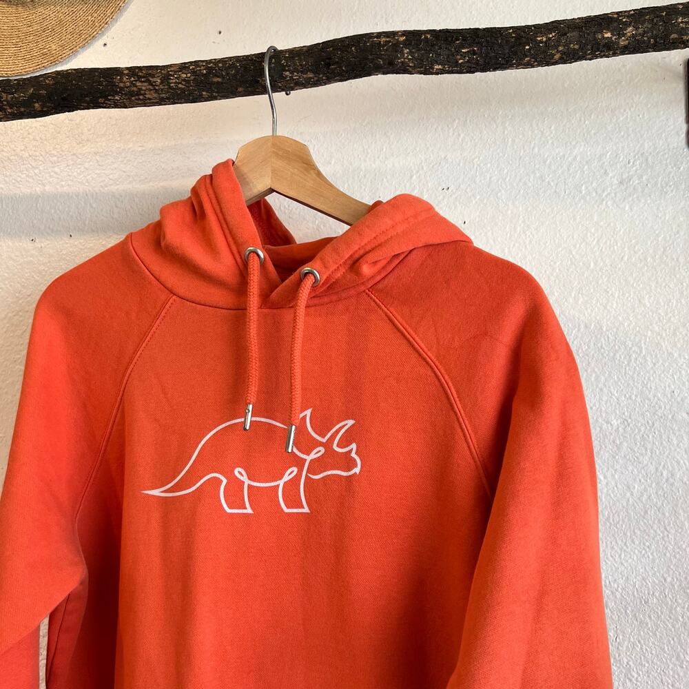 Organic Cotton Try Guys Orange Dinosaur Hooded Sweatshirt Size Small Unisex